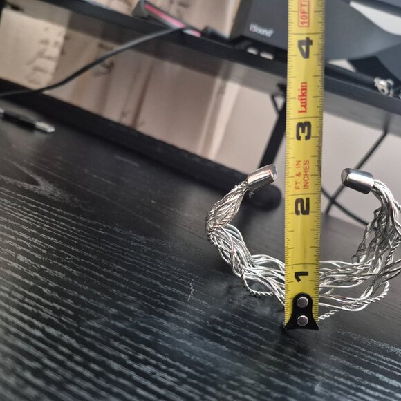 Intricate Silver Wire Woven Waved Bracelet/Cuff - Picture 6 of 16